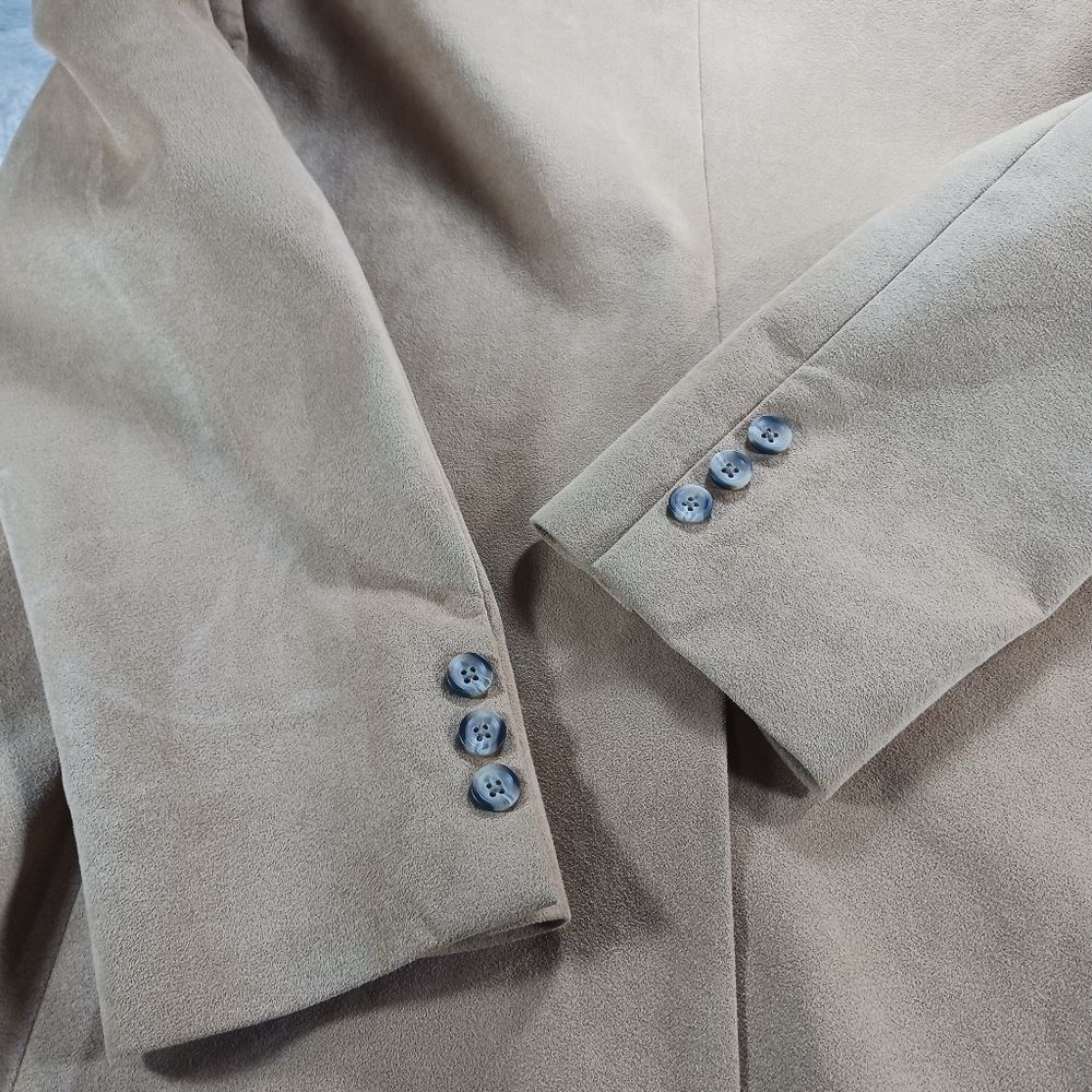 Doncaster 2 Button Blazer Jacket Sport Coat Ultra Suede Tan/ Cream Men's Medium - Picture 14 of 14